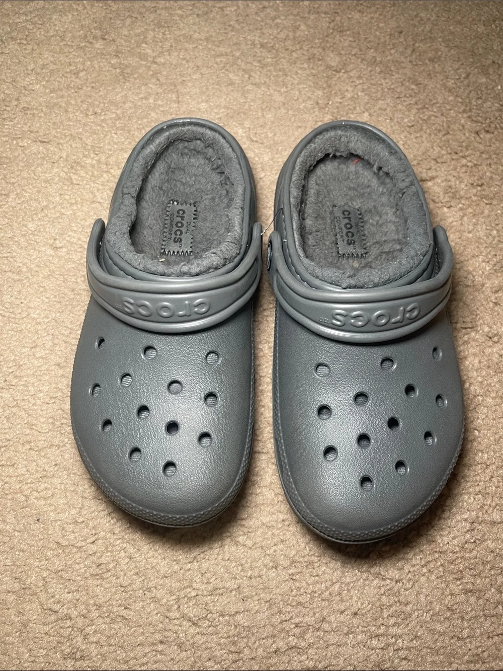 CROCS Kids Lined Clogs in Gray